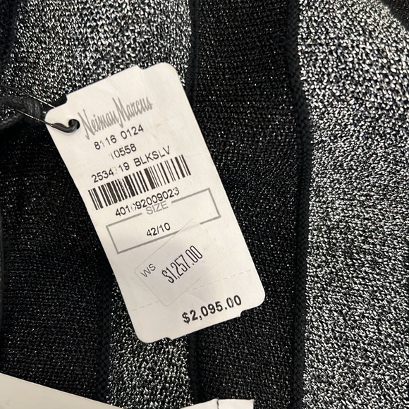 Balmain Paris Chevron Stripe Lurex Cocktail LS Dress - Picture 8 of 16